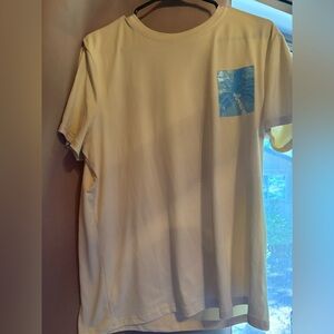 SHEIN Cream Short Sleeve Tee with Blue Palm Pocket